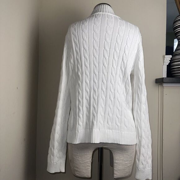 NWT Lauren Ralph Lauren Women's Cable Knit XL Cardigan Sweater Silver Edition - Picture 7 of 10